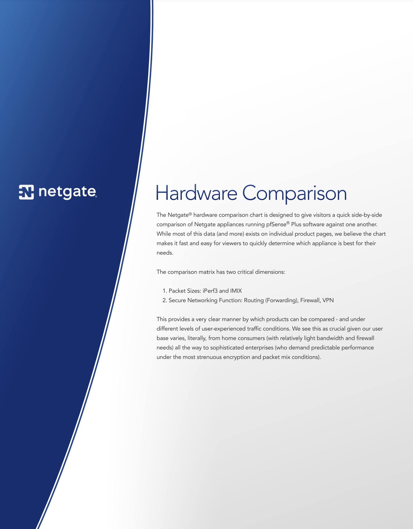 Netgate Hardware Comparison